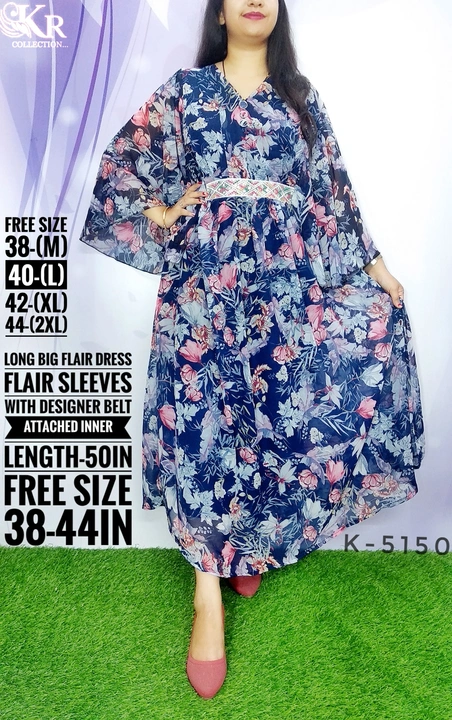 Long Dress with Flair sleeves uploaded by business on 8/16/2023