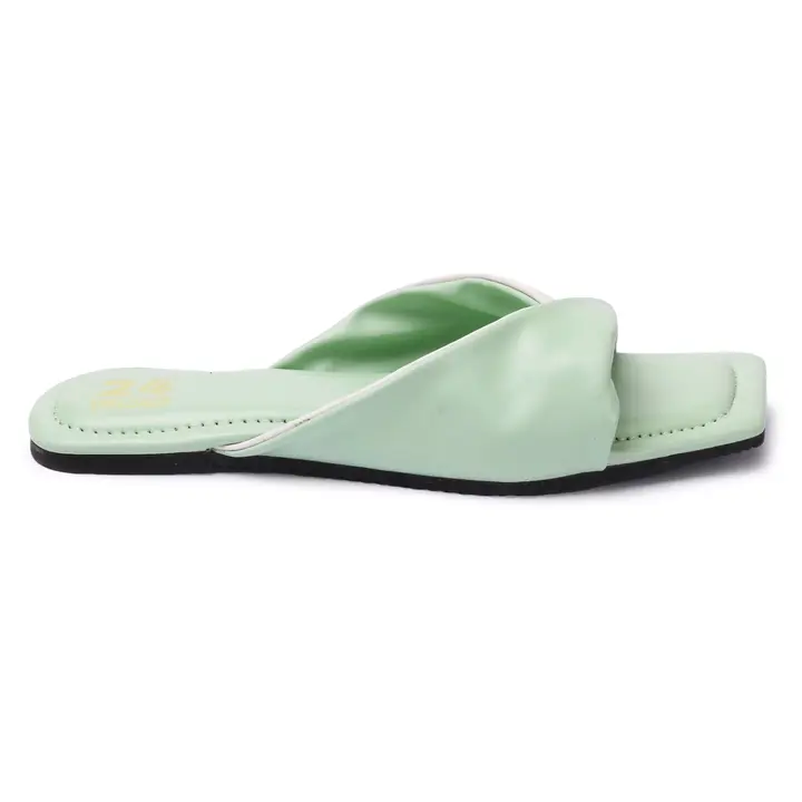 Fancy Green Women Flats Slippers With White colou Chappal For Ladies uploaded by TOHR on 8/16/2023