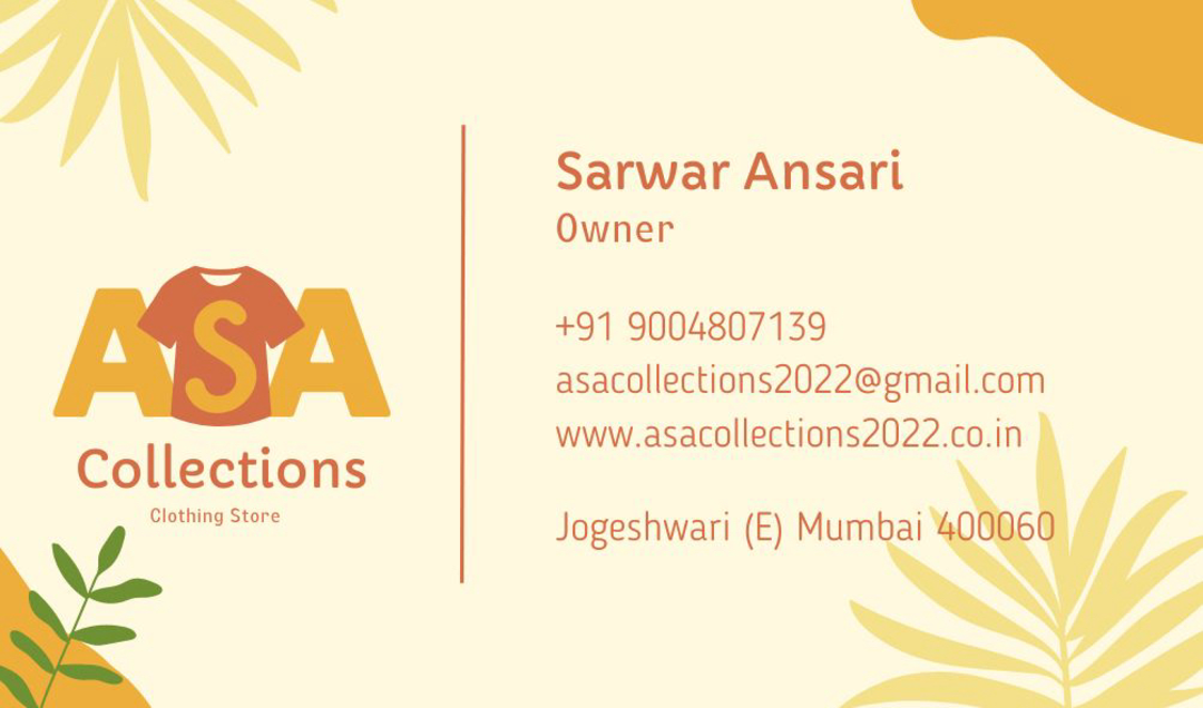 Visiting card store images of A.S.A. Collections
