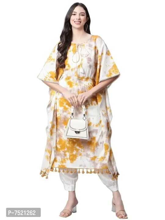 INDIBELLE Cotton Tie Dye Print Kaftan Dress uploaded by business on 8/16/2023