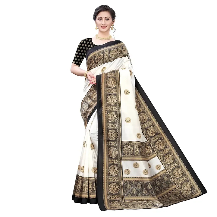 Art Slik Black Colour Printed Saree With Unstiched Blouse Piece uploaded by business on 8/16/2023