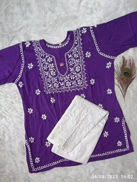 Lucknowi Modaal short kurti with laycra pant  uploaded by M V CHIKAN on 8/16/2023