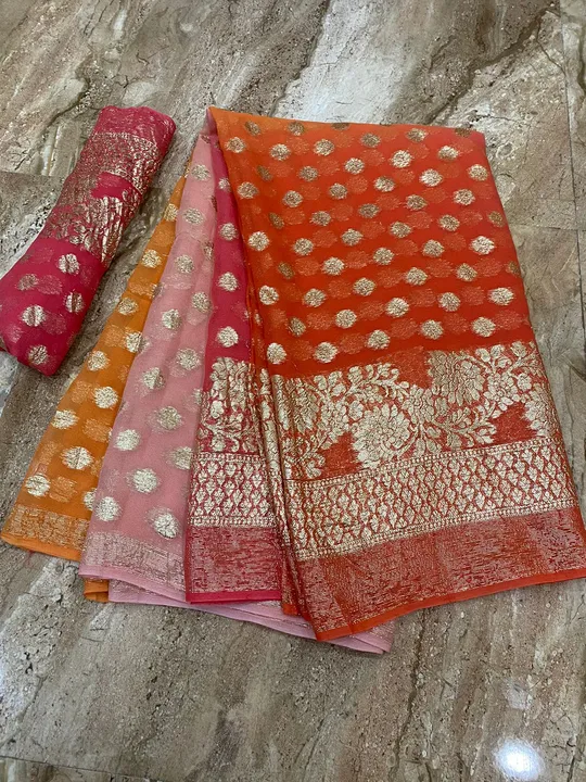 Sale sale sale 
🌿new lounching 🦚

Super duper party wear saree
👌👌👌👌👌👌👌👌👌
👉pure jorjat mx uploaded by Gotapatti manufacturer on 8/17/2023