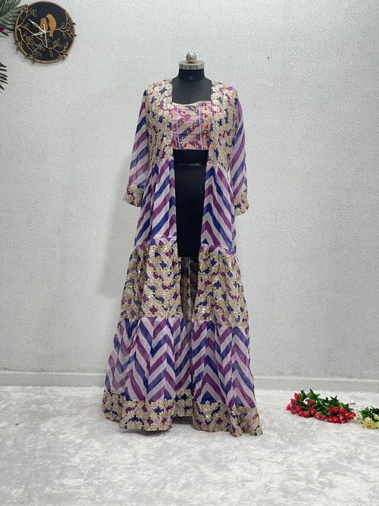 NEW PARTY WEAR *KINJAL DAVE* EMBROIDERED SEQUENCES WORK KOTI WITH BLOUSE  uploaded by business on 8/17/2023