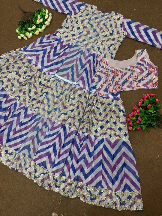 NEW PARTY WEAR *KINJAL DAVE* EMBROIDERED SEQUENCES WORK KOTI WITH BLOUSE  uploaded by Shreeji fashion on 8/17/2023