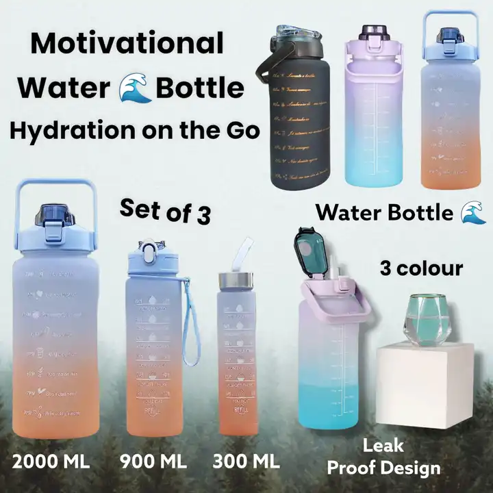 Motivational Water Bottle 🌊🍾 Set of 3 💭 uploaded by business on 8/17/2023
