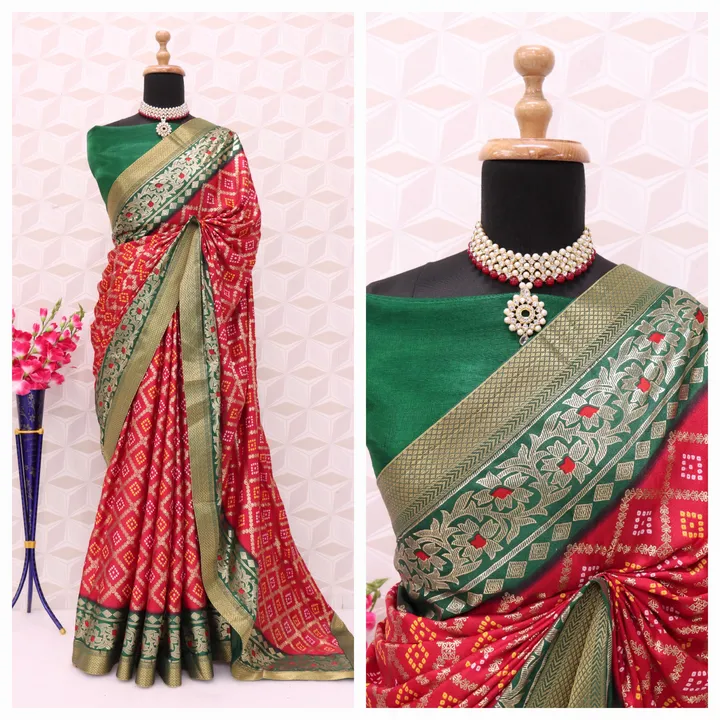Aagam fashion patola style foil printed saree uploaded by Aagam fashion on 8/17/2023