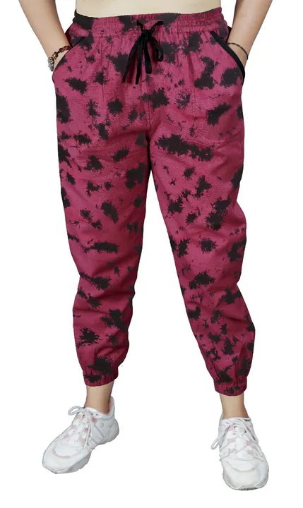 Maroon/Red womens joggers track pants tie dye cotton flex fabric  uploaded by business on 8/17/2023