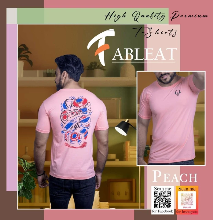 Fableat back print t-shirt Peach uploaded by PKM EXPORTS PVT LTD on 8/17/2023
