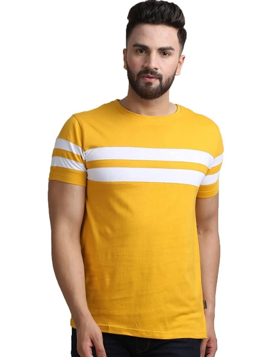 Yellow white strip solid tshirt for men  uploaded by Aryson India on 8/17/2023