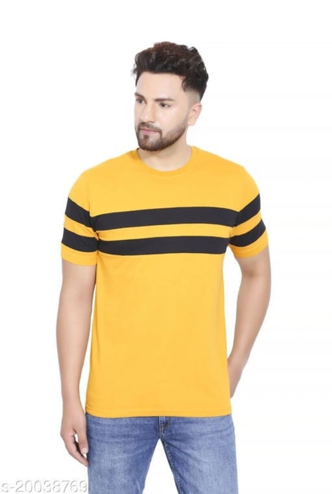 Yellow black strip solid tshirt for men  uploaded by Aryson India on 8/17/2023