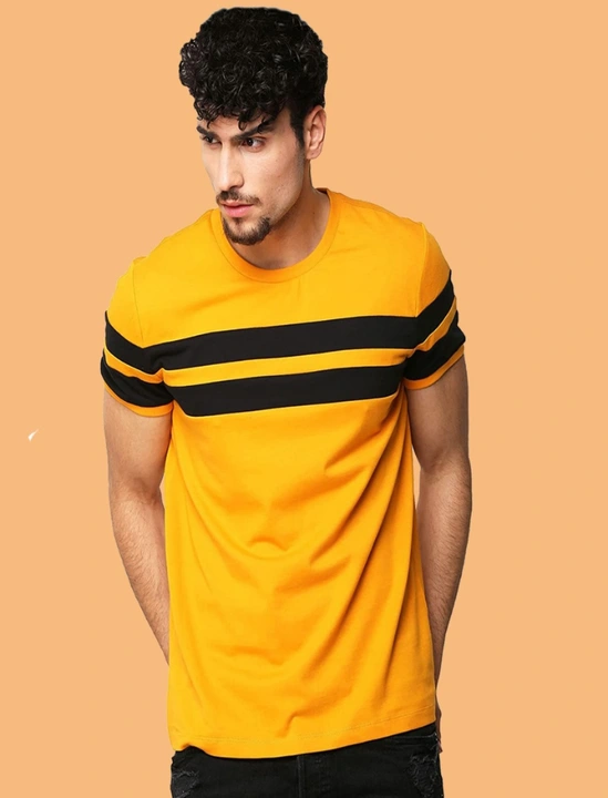 Yellow black strip solid tshirt for men  uploaded by Aryson India on 8/17/2023
