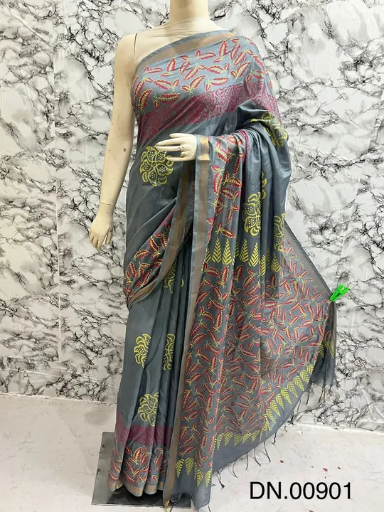 Silk printed saree uploaded by business on 8/18/2023