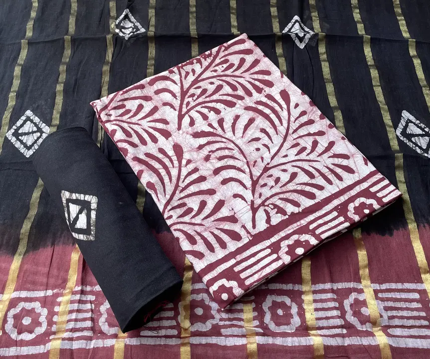 Original hand block batik print unstitched suit  uploaded by Jayshree creation on 8/18/2023