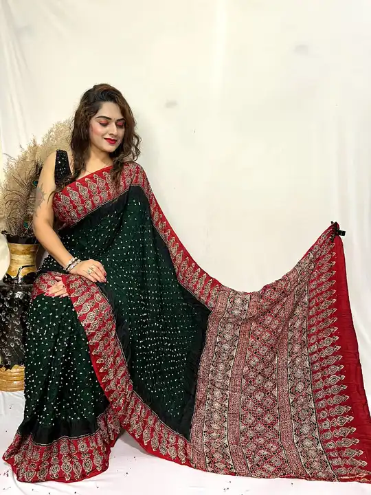 Ajrakh Bandhni Saree uploaded by Veeha Boutique on 8/18/2023