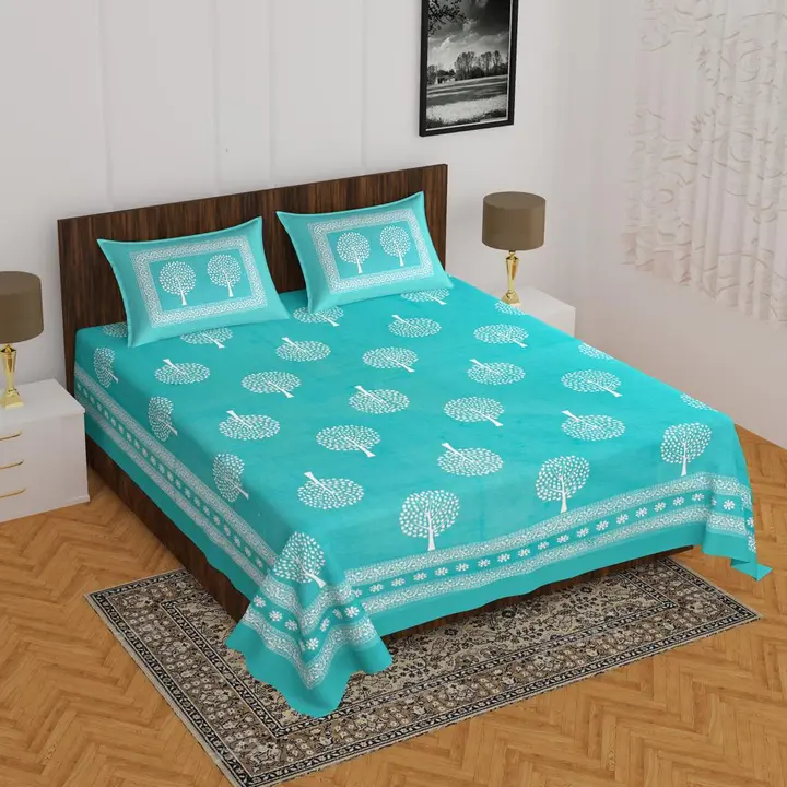 Jaipuri cotton designer bed sheet with two pillow cover uploaded by business on 8/18/2023