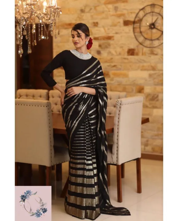 EXCLUSIVE BEAUTIFUL PARTY WEAR GEORGETTE SEQUINCE SAREE uploaded by A star on 8/18/2023