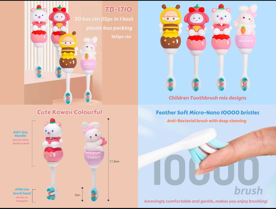 CHILDREN FANSY TOOTHBRUSH CUTE KAWAII MIX DESING uploaded by business on 8/18/2023