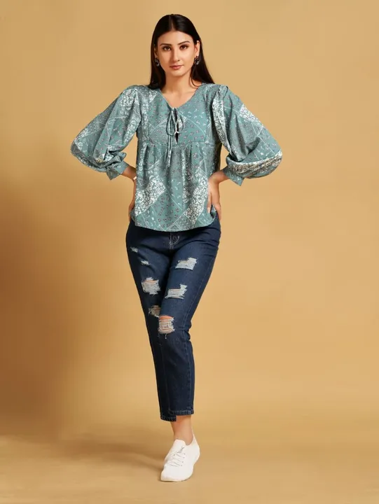 Women's Full Sleeve Relaxed Fit Printed Top uploaded by Agrahari Brother's Tex Co  on 8/18/2023