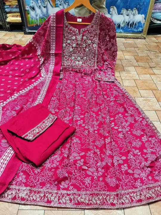Premium emrodri work nayra 3pcs pant with dupatta* 

*38.40.42.44.* uploaded by Online Ladies Dresses on 8/18/2023