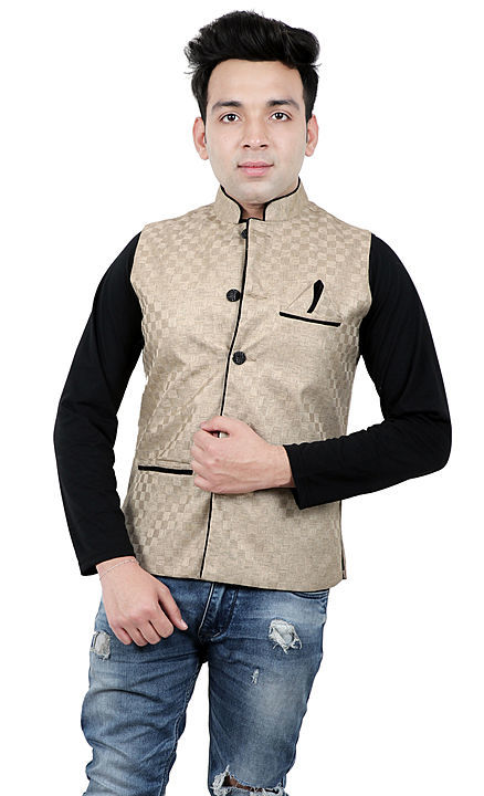 Mens Jute Beige Checked Waistcoat uploaded by business on 5/15/2020