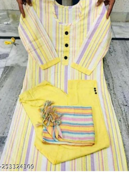 Cotton kurti set with yellow dupatta uploaded by Fashion superior on 8/18/2023