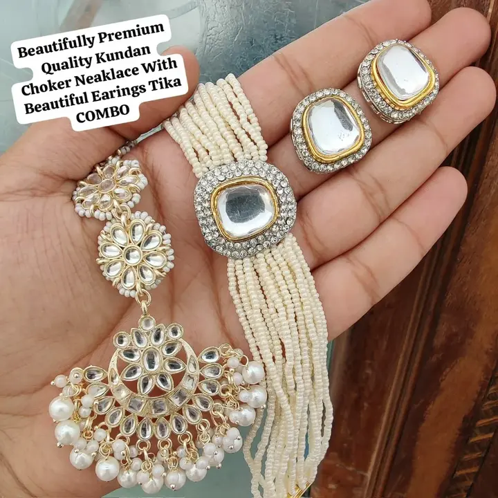 Beautifully Premium Quality Kundan Choker Neaklace With Beautiful Earings Tika uploaded by business on 8/19/2023