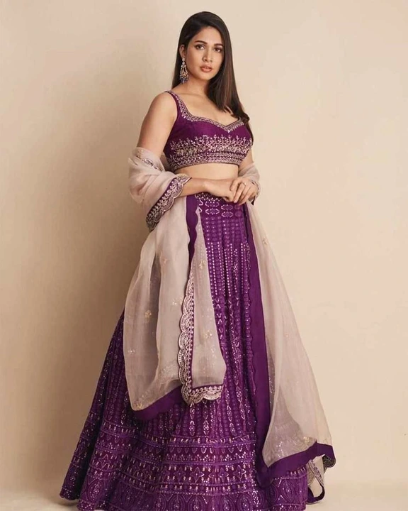 Georgette lehenga  uploaded by business on 8/19/2023