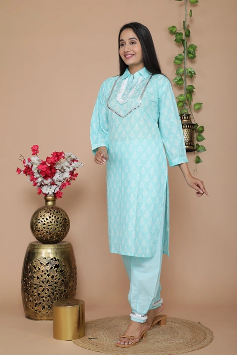 Cotton kurti with afgCotton kurti with afgani pant uploaded by s creation on 8/20/2023