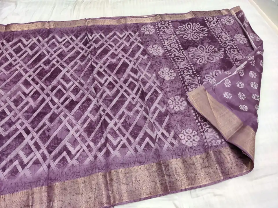 Printed fancy crystal poly cotton saree uploaded by business on 8/20/2023