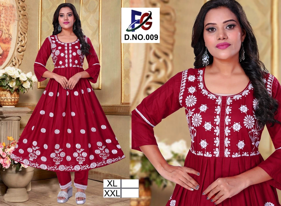 Embroidery Nayra Cut Kurti + Pant uploaded by RJ Creation on 8/20/2023