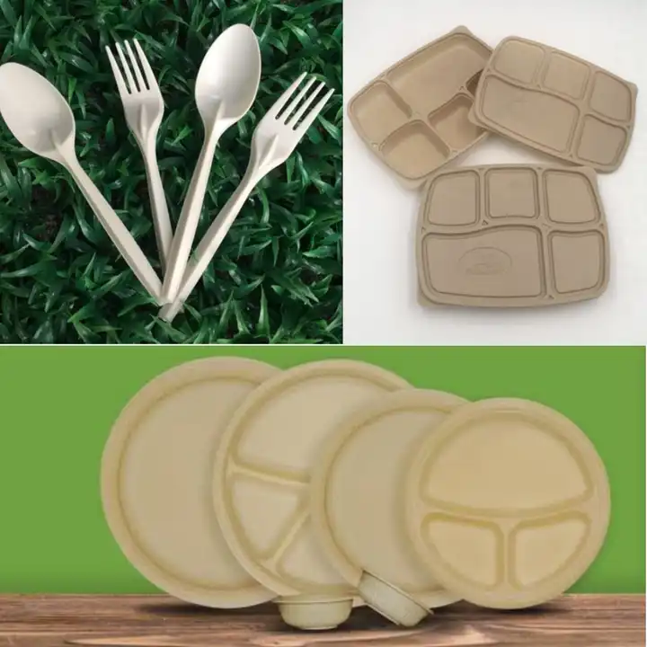 Biodegradable plates & spoon uploaded by P r enterprise on 8/20/2023