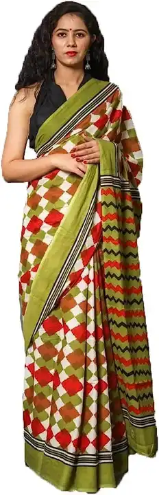 Silk Crepe Chekered Digital Printed Saree With Unstitched Blouse Piece  uploaded by business on 8/20/2023