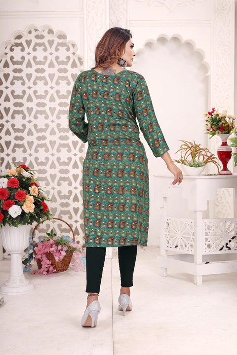 Exclusive designer kurtis in Reon print with embroidery work uploaded by Utsav Kurti House on 8/20/2023