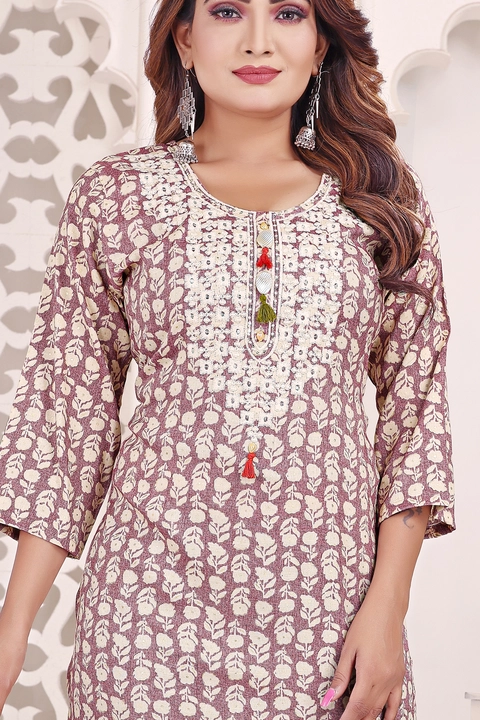 Exclusive designer stret kurtis in reon printed 14kg+ qwality  uploaded by business on 8/20/2023