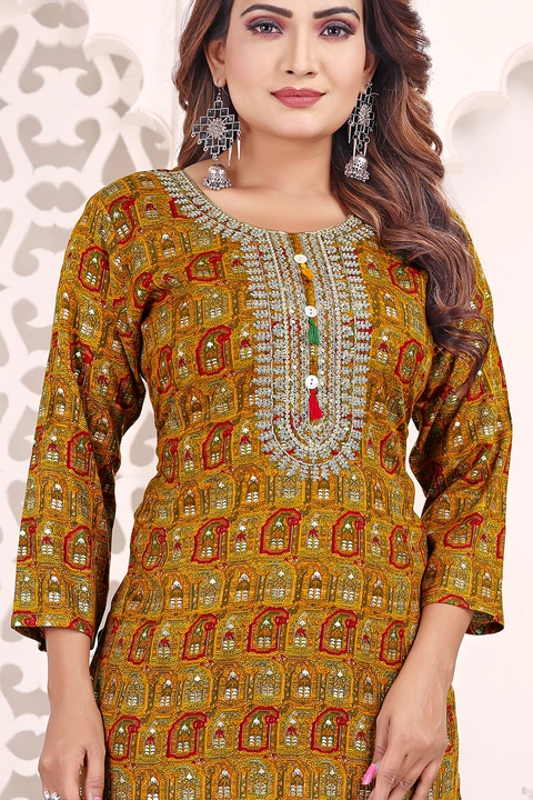 Exclusive designer stret kurtis in Reon 14kg+ qwality  uploaded by business on 8/20/2023