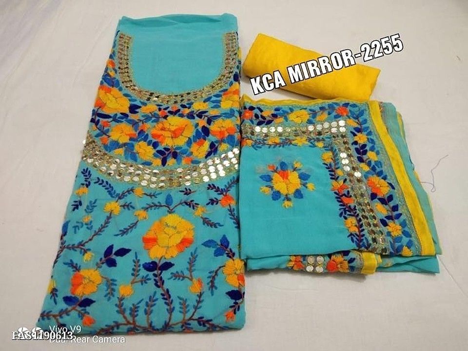 Post image Presenting All New Design In Pure gogert fabric top with Parsi Kantha Mirror Embroidery*