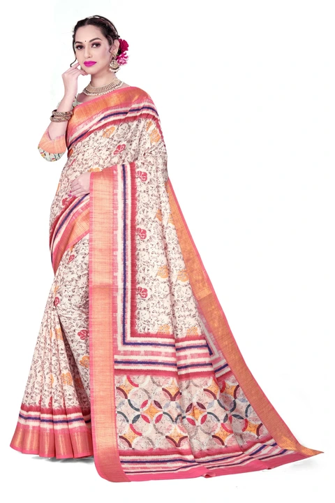 Dola Silk Floral Digital Printed Saree With Unstitched Blouse Piece uploaded by Shyam Silk on 8/20/2023