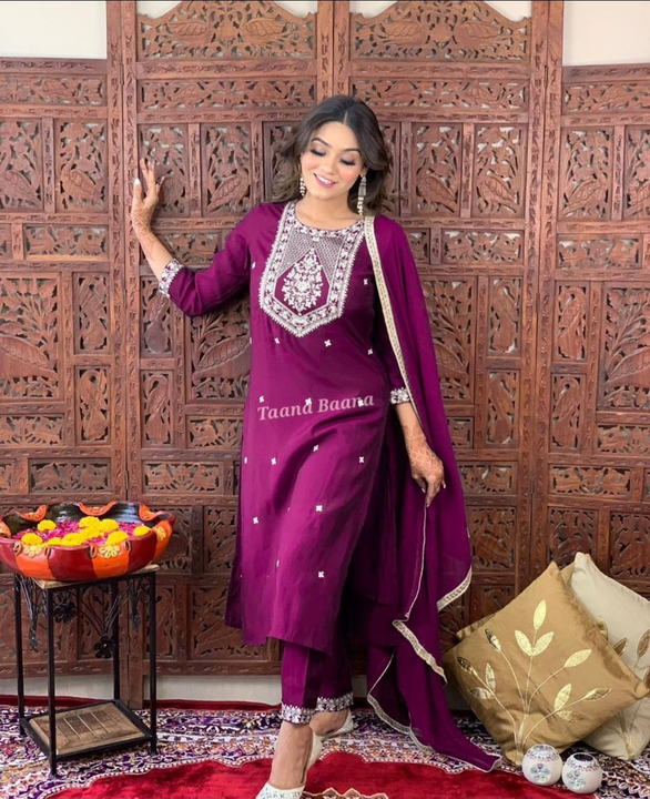 Purple printed kurta pant and dupatta for women uploaded by Aryson India on 8/20/2023