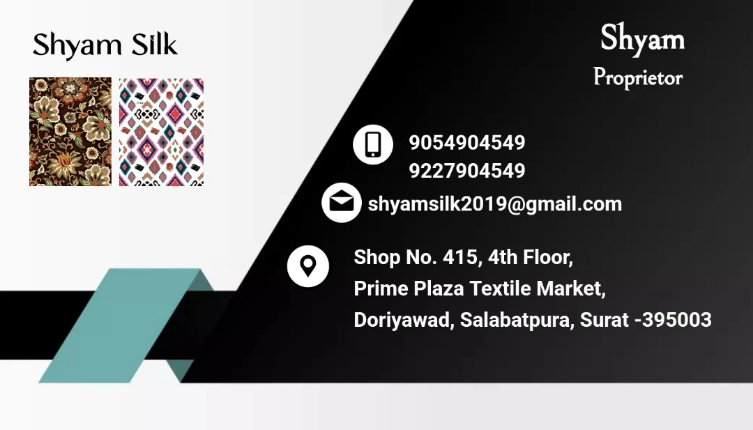 Visiting card store images of Shyam Silk