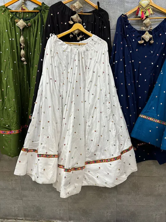 Pure cotton gamthi lace chaniya with tikki work uploaded by business on 8/21/2023