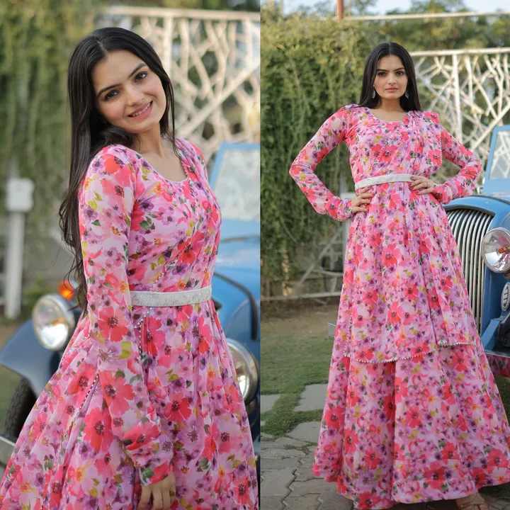 Post image Varkanya 💫✨💫🥰
🥰 *Faux Georgette with unique Flower Print and pure fabric Georgette gown are suitable for Any occasions as well as for casual-wear also it is a great fabric especially for gown Lovers*💗

*#Gownlove*💕

                   *Code:- KA-1033* 

👉🏻*Gown:-*👇🏻
👉🏻 *Fabrics &amp; Work :-* Faux Georgette With Rich Flower Digital Print work

👉🏻 *Size :-* *M(38”),L(40”),XL(42”),XXL(44”)*

👉🏻 *Sleeves :-* Full sleeves
👉🏻 *Length :-* 56 Inch
👉🏻 *Flair :-* 8 Meter
👉🏻 *Lining(Inner) :-* Crepe silk (full upto bottom)
 
👉🏻 *Dupatta:-*👇🏻
👉🏻 *Dupatta Fabric :-* Georgette with Flower rich digital Print
👉🏻 *Dupatta Length :-* 2.25 Meter

👉🏻 *Belt* : Fancy Belt 

👉🏻 *Package Contains:-* Gown, Dupatta, Belt

👉🏻 *Weight : 0.800 kg*

#Printcenter #floralgown #gown #printedgown #Georgettegown #style #dresslook #gowncollection #frock #peachgown #readytowear #trendygown #toptrendgown #withbelt #fancybelt #gownstyle #whiteBelt #Kumarigowns