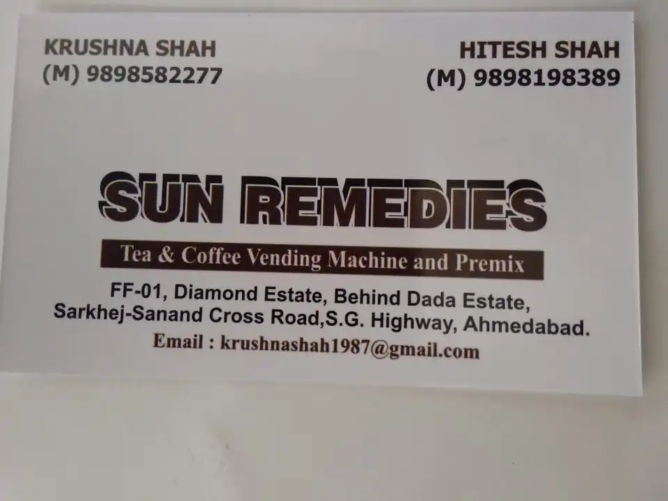 Visiting card store images of Sun remedies