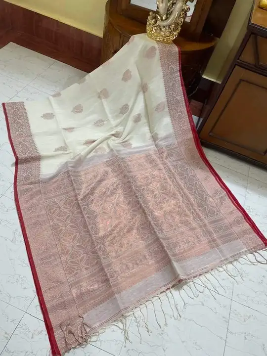 Pure cotton by pure linen saree uploaded by business on 8/21/2023