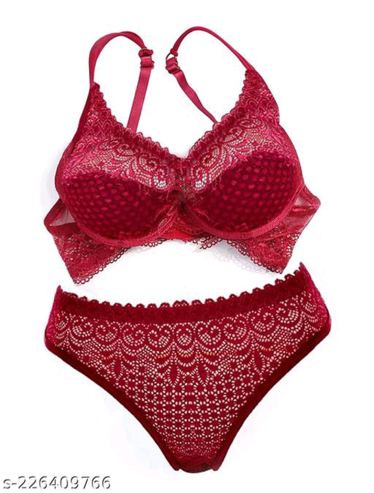 Women's Cotton Lace Net Lingerie Set | Bra & Panty Set | Women's Innerwear Set uploaded by OM SAI ENTERPRISES on 8/21/2023