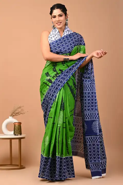 Hend block printed cotton Malmal Sarees  uploaded by NR Collection on 8/21/2023