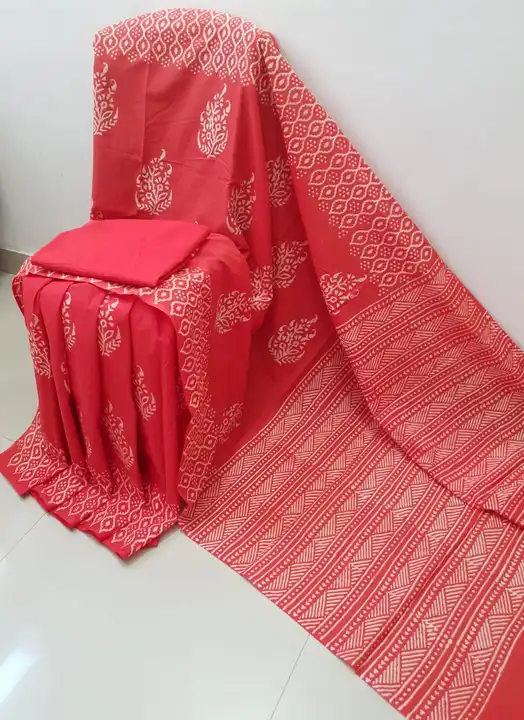 Hend block printed Cotton sarees  uploaded by NR Collection on 8/21/2023