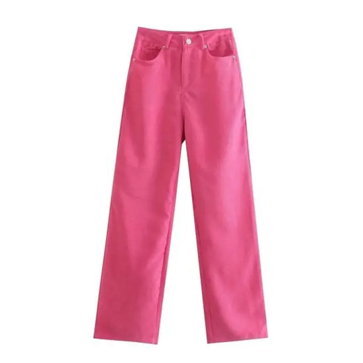 Pink Wide peg jeans  uploaded by Shoppingfactory on 8/21/2023