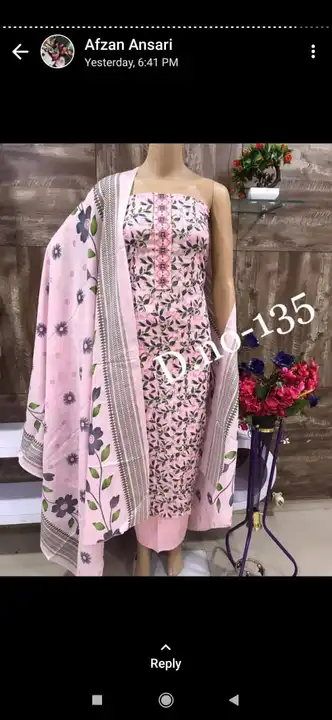 Pink Cotton Suit With Dupatta Set uploaded by Zuberiya Global on 8/21/2023