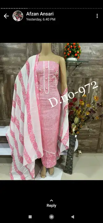 Pink Cotton Suit With Dupatta Set uploaded by business on 8/21/2023